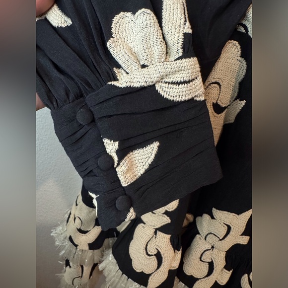 ALEXIS Rimini‎ Tassel Embroidered Floral Black and White Mini Dress Size S - Picture 9 of 14